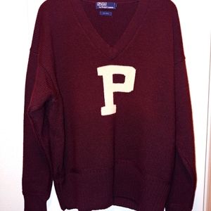 Vintage Polo Ralph Lauren Burgundy V-Neck P Knit Sweater